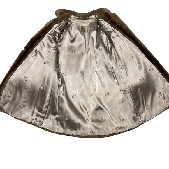 Vintage 1960s Mid-Length Brown Fur Button up Silk Lined Coat - Picture 3 of 3